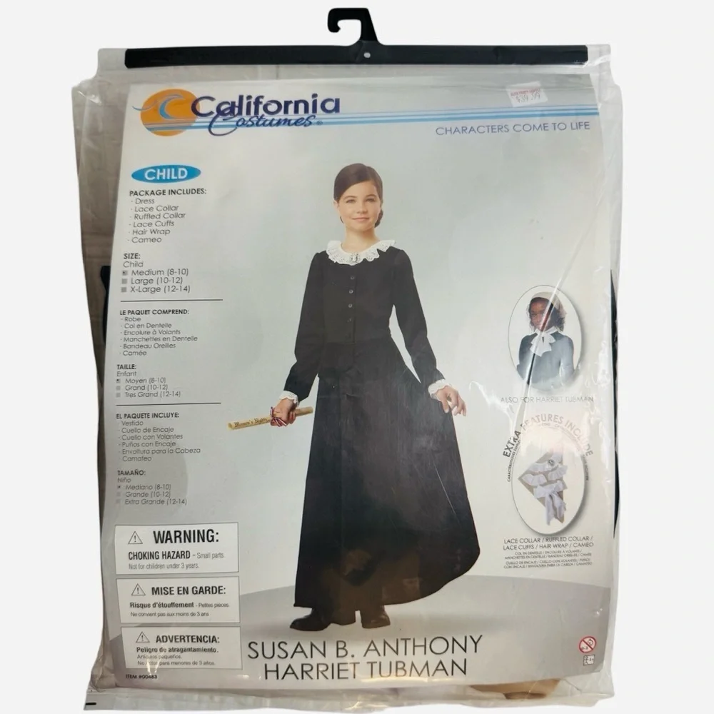 SUSAN B. ANTHONY HARRIET TUBMAN California Costumes Size M (8-10)